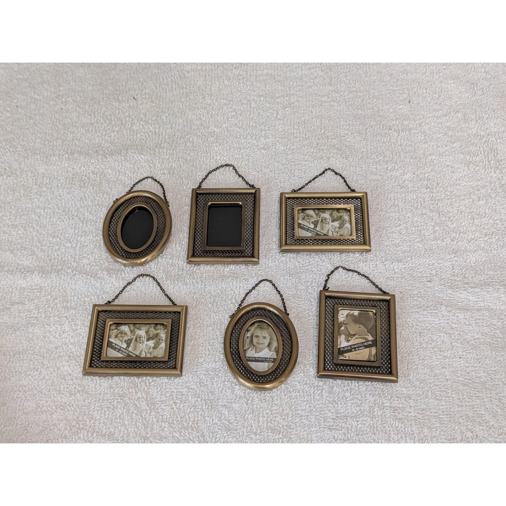 Hallmark Keepsake Family Tree Mini Photo Frame Holders Brass Tone Picture Hangin